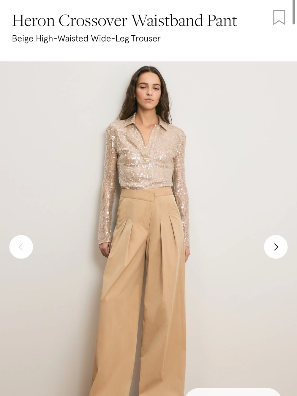 Veronica Beard Beige High-Waist Wide-Leg Crossover Waistband Pant